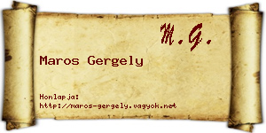 Maros Gergely névjegykártya